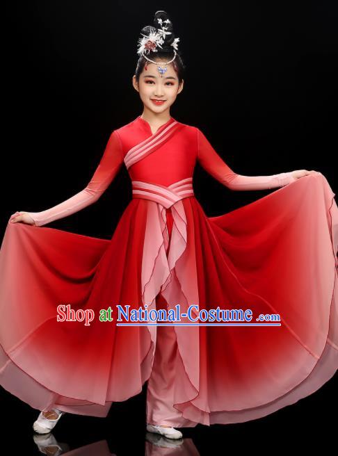 Chinese Modern Dance Red Dress Uniform Traditional Dancewear Children Opening Dance Clothing Group Dance Garment Costume