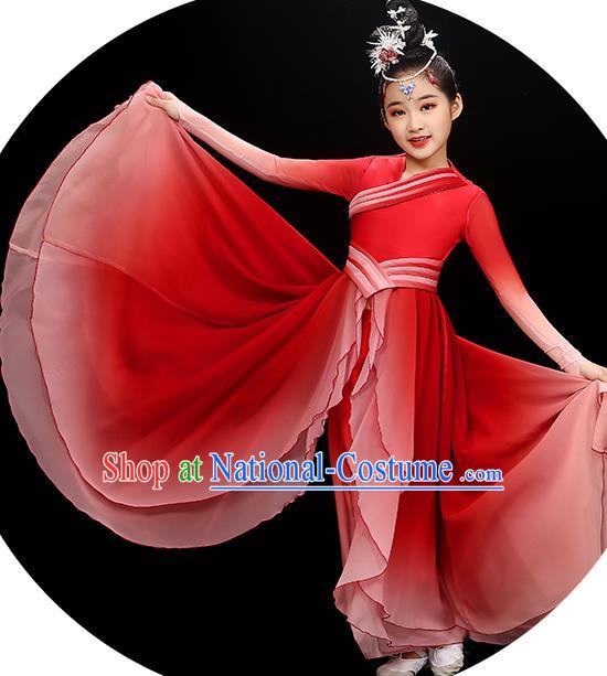 Chinese Modern Dance Red Dress Uniform Traditional Dancewear Children Opening Dance Clothing Group Dance Garment Costume