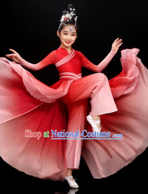 Chinese Modern Dance Red Dress Uniform Traditional Dancewear Children Opening Dance Clothing Group Dance Garment Costume