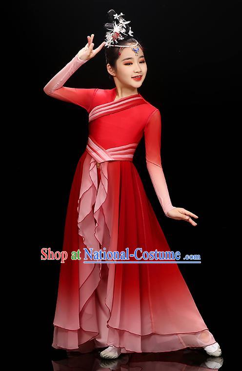 Chinese Modern Dance Red Dress Uniform Traditional Dancewear Children Opening Dance Clothing Group Dance Garment Costume