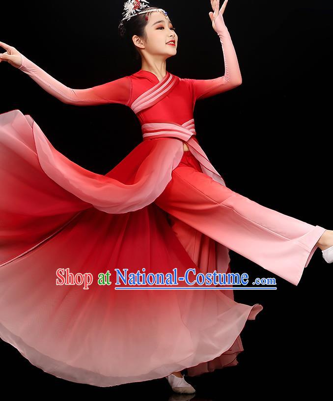 Chinese Modern Dance Red Dress Uniform Traditional Dancewear Children Opening Dance Clothing Group Dance Garment Costume