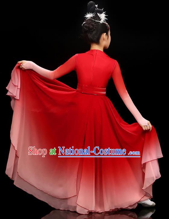 Chinese Modern Dance Red Dress Uniform Traditional Dancewear Children Opening Dance Clothing Group Dance Garment Costume