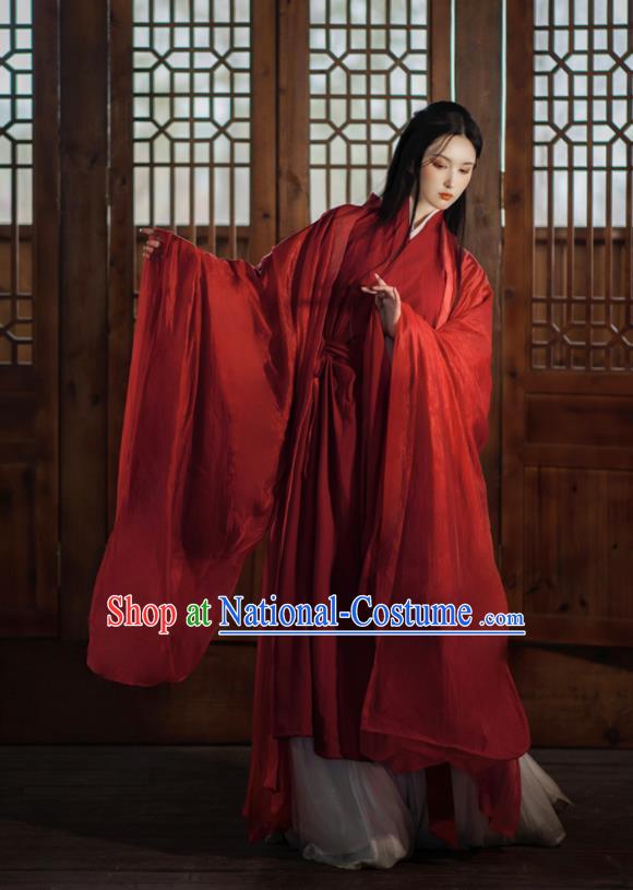 Chinese Wei Dynasty Princess Costumes Traditional Red Hanfu Clothing Ancient Swordswoman Dress Outfits