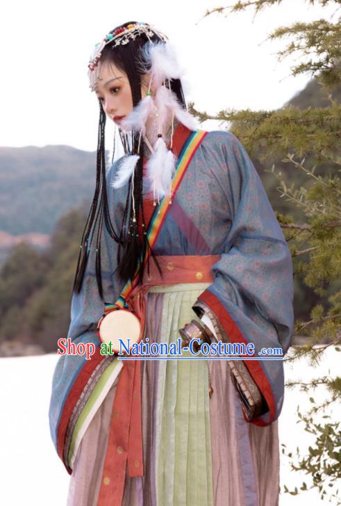 Chinese Jin Dynasty Princess Garment Costumes Ancient Noble Woman Clothing Traditional Purple Hanfu Dress