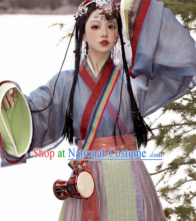 Chinese Jin Dynasty Princess Garment Costumes Ancient Noble Woman Clothing Traditional Purple Hanfu Dress