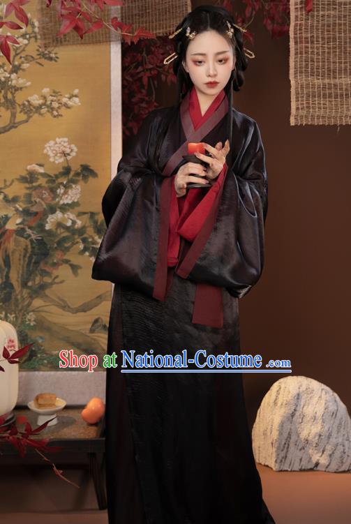 Chinese Han Dynasty Court Lady Garment Costumes Ancient Princess Clothing Traditional Yarn Hanfu Dress