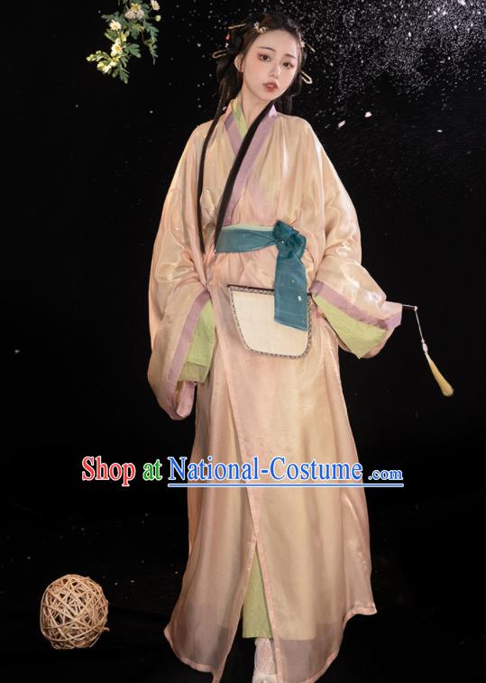 Chinese Traditional Yarn Hanfu Dress Han Dynasty Court Lady Garment Costumes Ancient Princess Clothing