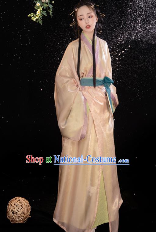 Chinese Traditional Yarn Hanfu Dress Han Dynasty Court Lady Garment Costumes Ancient Princess Clothing