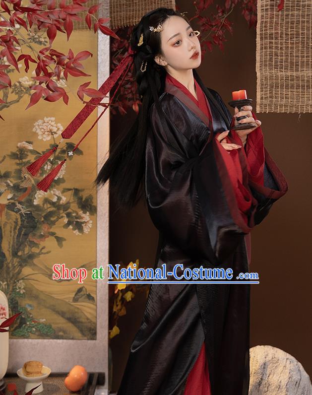 Chinese Han Dynasty Court Lady Garment Costumes Ancient Princess Clothing Traditional Yarn Hanfu Dress