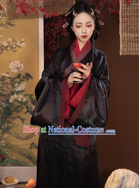 Chinese Han Dynasty Court Lady Garment Costumes Ancient Princess Clothing Traditional Yarn Hanfu Dress