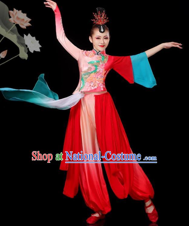 Chinese Yangko Dance Garment Women Solo Dance Red Outfit Classical Dance Clothing Umbrella Dance Costumes