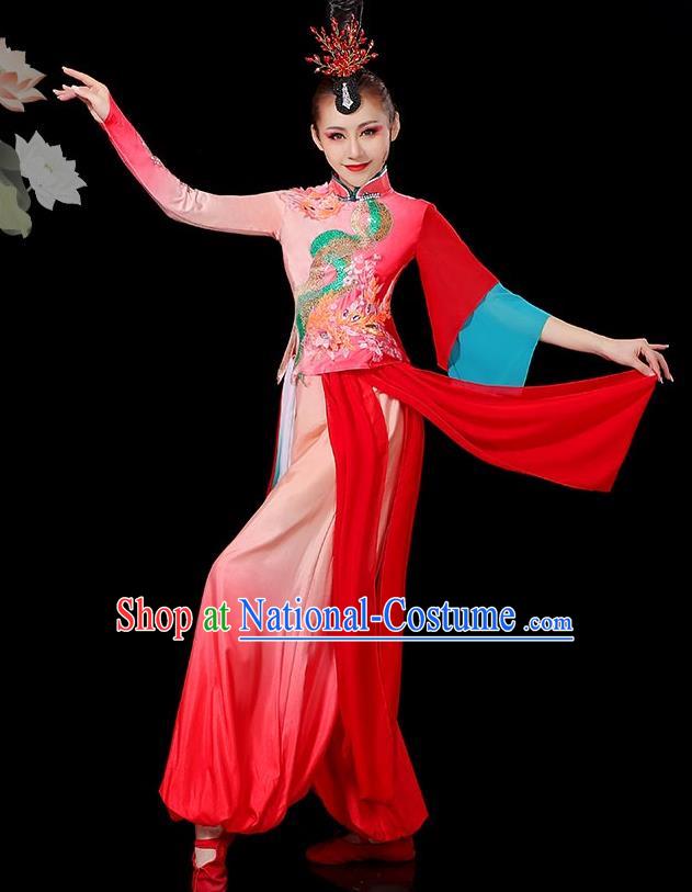 Chinese Yangko Dance Garment Women Solo Dance Red Outfit Classical Dance Clothing Umbrella Dance Costumes