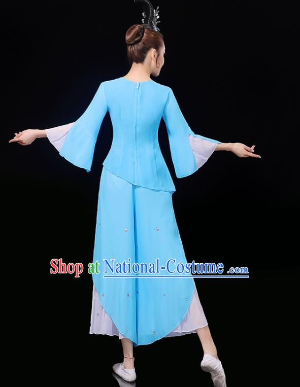 Chinese Umbrella Dance Costumes Jasmine Flower Dance Garment Women Solo Dance Blue Outfit Classical Dance Clothing