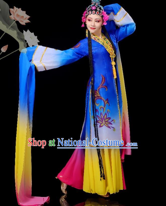 Chinese Water Sleeve Dance Garment Women Group Dance Royal Blue Dress Opera Dance Clothing Classical Dance Costumes