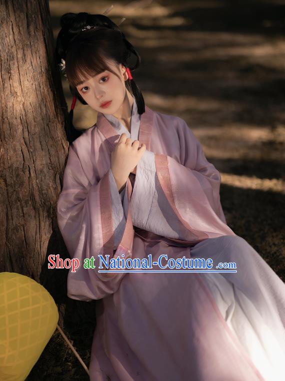 Chinese Traditional Hanfu Yarn Dress Han Dynasty Palace Lady Garment Costumes Ancient Princess Clothing