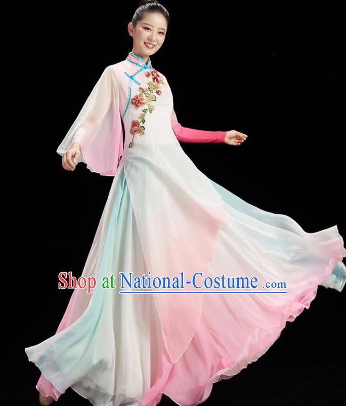 China Stage Performance Garment Classical Dance Clothing Women Group Dance Dress Umbrella Dance Costume