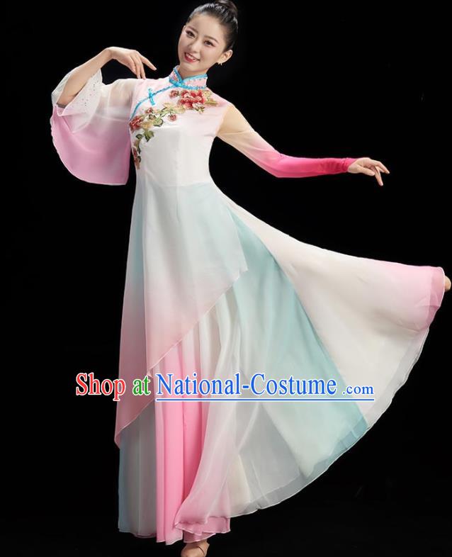 China Stage Performance Garment Classical Dance Clothing Women Group Dance Dress Umbrella Dance Costume