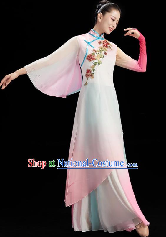 China Stage Performance Garment Classical Dance Clothing Women Group Dance Dress Umbrella Dance Costume