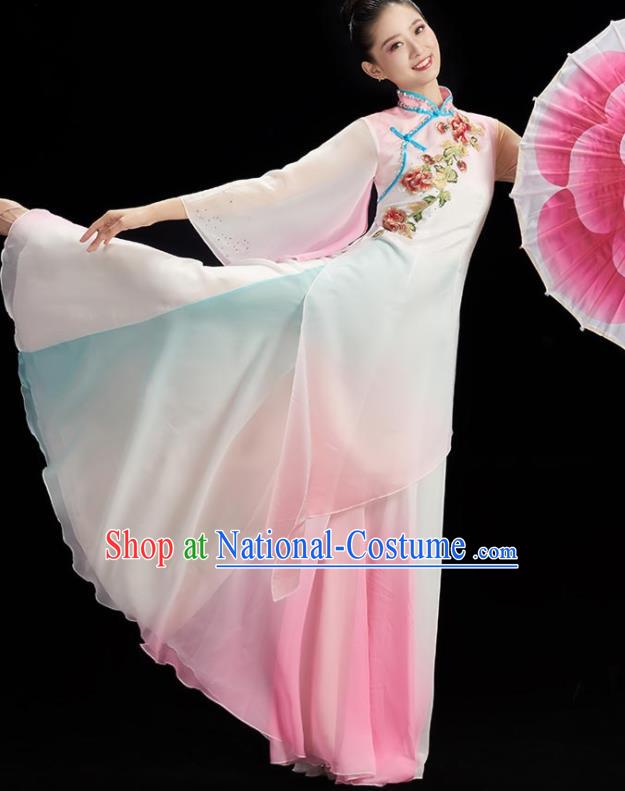 China Stage Performance Garment Classical Dance Clothing Women Group Dance Dress Umbrella Dance Costume