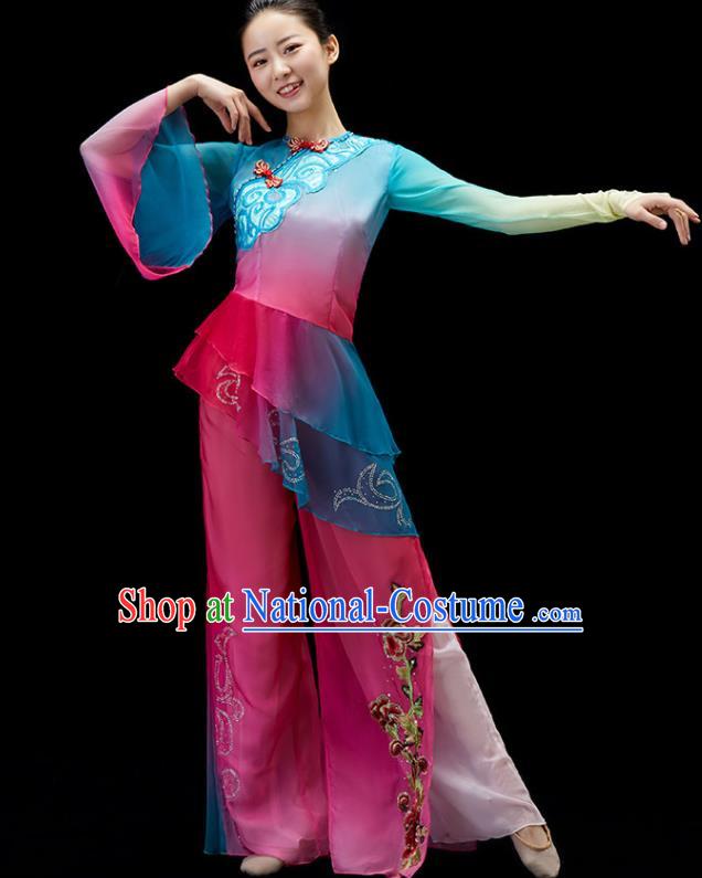 Chinese Umbrella Dance Clothing Women Group Dance Costume Folk Dance Outfit Yangko Dance Garment