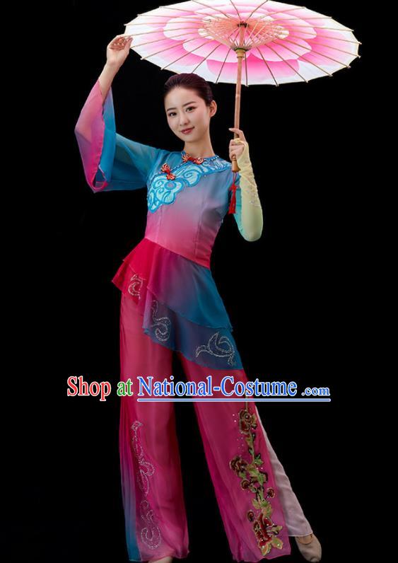 Chinese Umbrella Dance Clothing Women Group Dance Costume Folk Dance Outfit Yangko Dance Garment