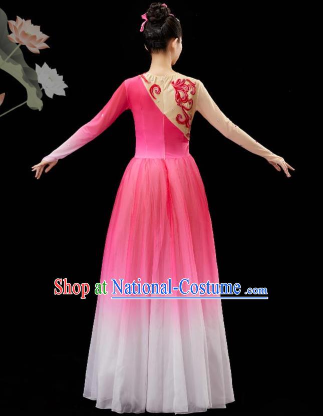 Chinese Jasmine Dance Pink Dress Umbrella Dance Garment Classical Dance Clothing Women Group Dance Costume