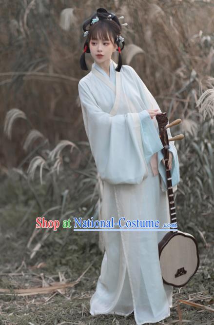 Chinese Han Dynasty Palace Lady Clothing Traditional Hanfu Dress Yarn Garment Ancient Princess Historical Costumes for Women