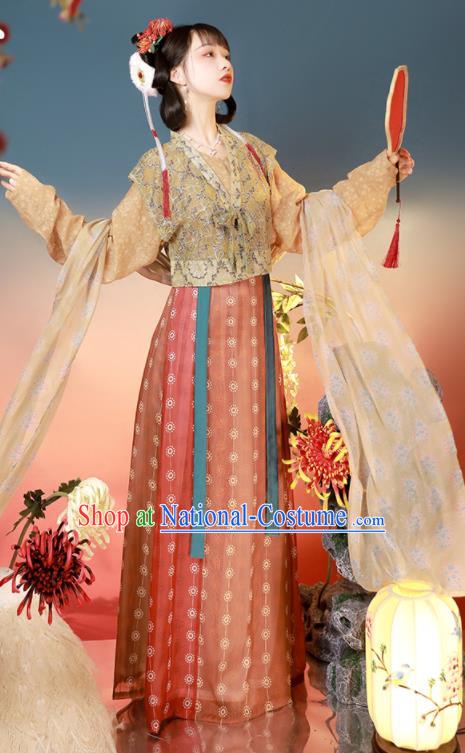 Chinese Ancient Princess Historical Costumes Tang Dynasty Palace Lady Clothing Traditional Beizi Hanfu Dress for Women