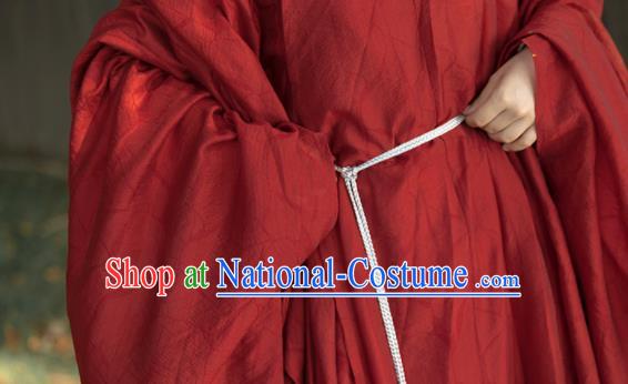 Chinese Traditional Red Hanfu Robe Ancient Swordswoman Historical Costumes Ming Dynasty Young Lady Clothing