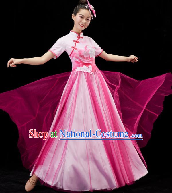 Chinese Stage Performance Pink Dress Modern Dance Clothing Spring Festival Gala Opening Dance Garment Women Umbrella Dance Costume