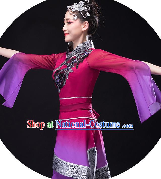 Chinese Folk Dance Costume Stage Performance Purple Outfit Yangko Dance Clothing Women Group Dance Dance Garments