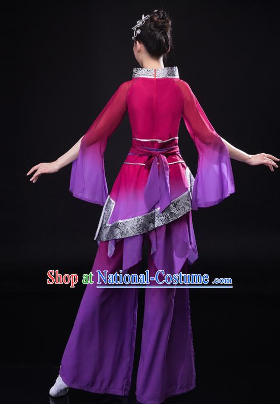 Chinese Folk Dance Costume Stage Performance Purple Outfit Yangko Dance Clothing Women Group Dance Dance Garments