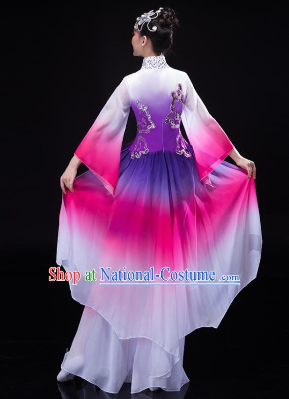 Chinese Classical Dance Clothing Women Group Dance Garment Umbrella Dance Costume Stage Performance Megenta Outfit