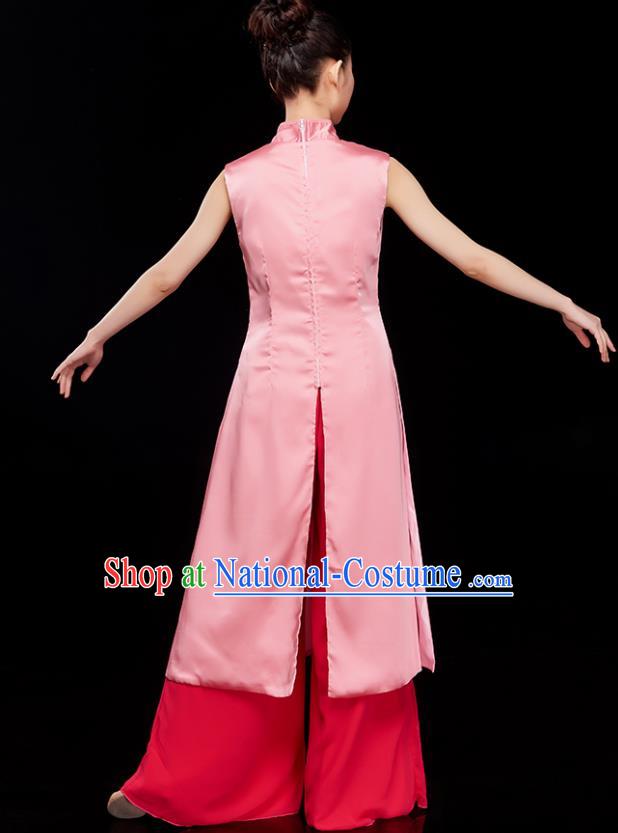 Chinese Women Group Dance Garment Umbrella Dance Costume Stage Performance Pink Dress Outfit Classical Dance Clothing