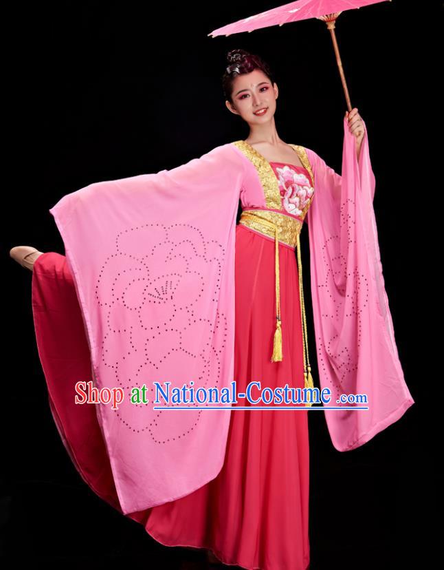 Chinese Umbrella Dance Clothing Women Hanfu Dance Garments Classical Dance Costumes Stage Performance Pink Dress