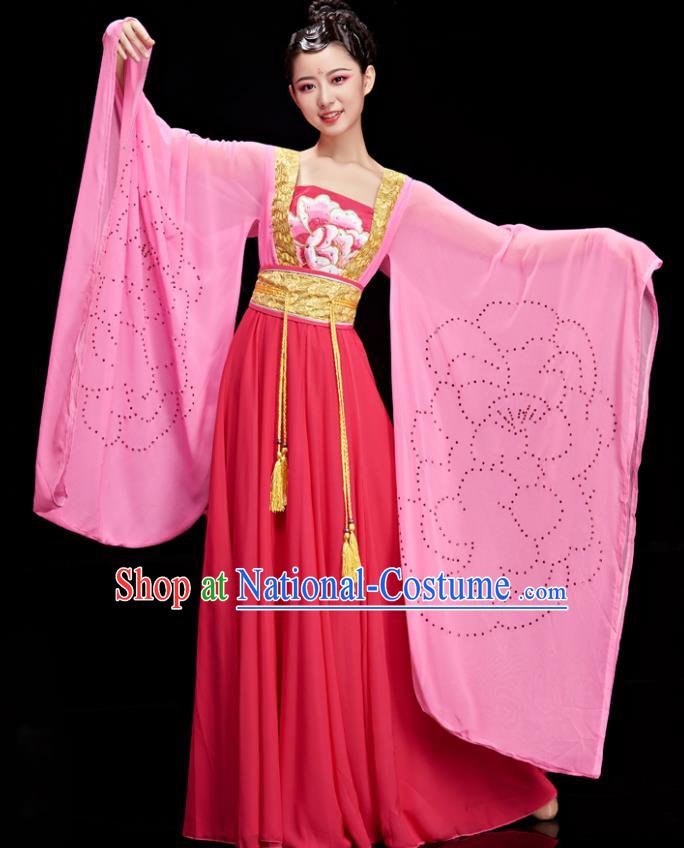 Chinese Umbrella Dance Clothing Women Hanfu Dance Garments Classical Dance Costumes Stage Performance Pink Dress