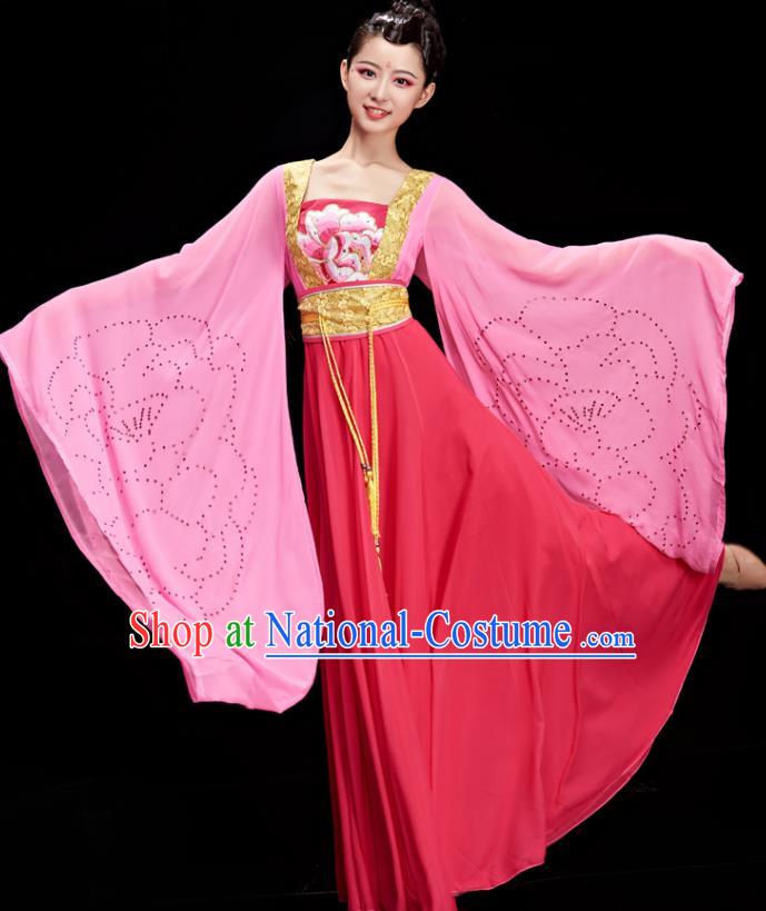 Chinese Umbrella Dance Clothing Women Hanfu Dance Garments Classical Dance Costumes Stage Performance Pink Dress