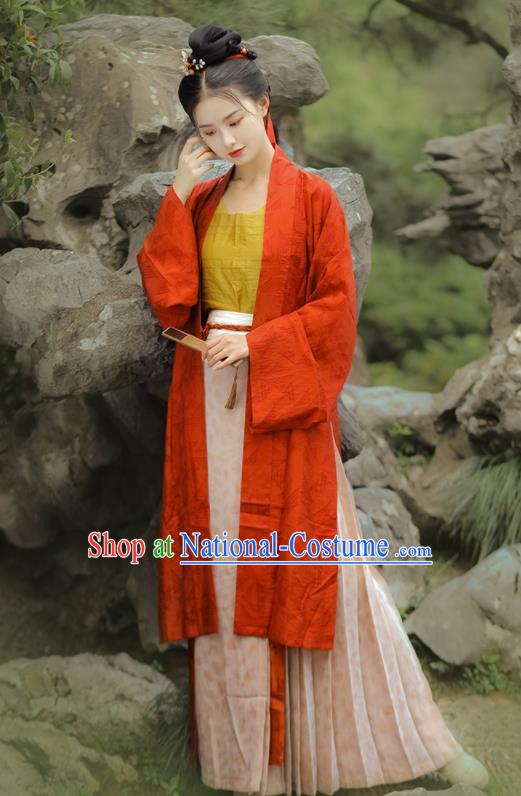 Chinese Ancient Young Lady Dress Garments Song Dynasty Historical Costumes Traditional Noble Woman Hanfu Clothing