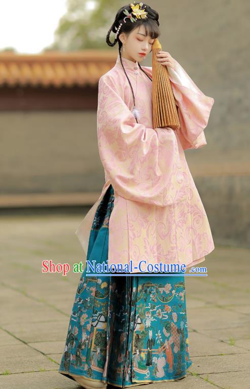 Chinese Traditional Noble Lady Hanfu Clothing Ancient Royal Princess Dress Garments Ming Dynasty Winter Historical Costumes