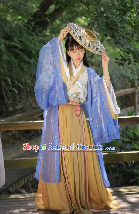 Chinese Ancient Swordswoman Dress Garments Jin Dynasty Historical Costumes Traditional Hanfu Young Lady Clothing