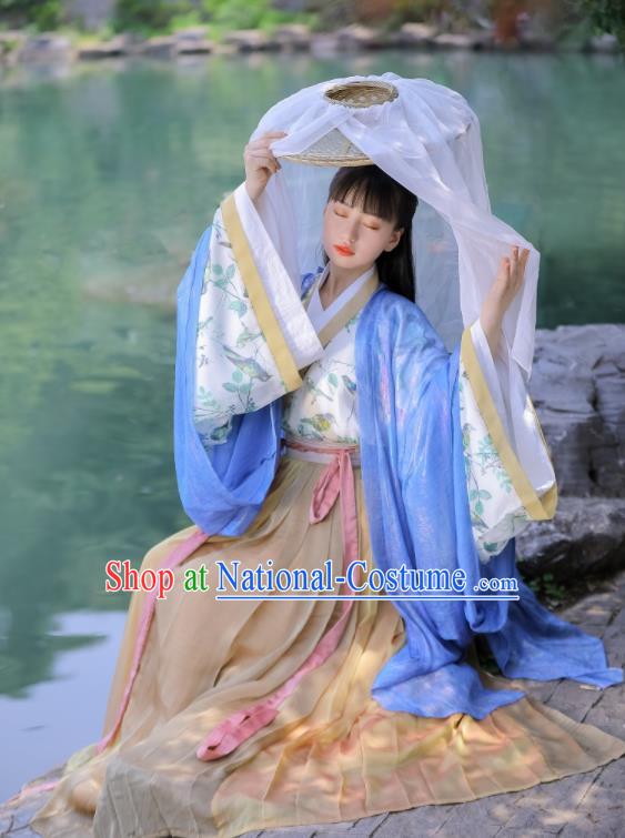 Chinese Ancient Swordswoman Dress Garments Jin Dynasty Historical Costumes Traditional Hanfu Young Lady Clothing