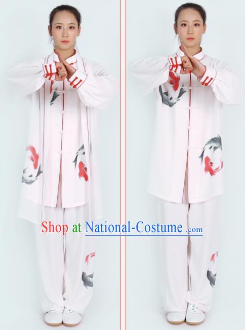 Chinese Martial Arts Competition Clothing Tai Chi Performance Outfit Kung Fu Costumes Tai Ji Printing Carps Uniform