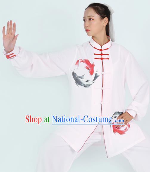 Chinese Martial Arts Competition Clothing Tai Chi Performance Outfit Kung Fu Costumes Tai Ji Printing Carps Uniform