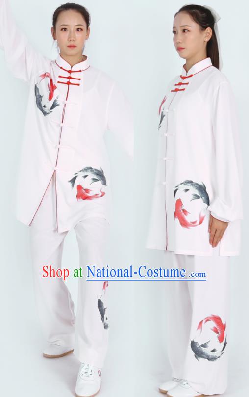 Chinese Martial Arts Competition Clothing Tai Chi Performance Outfit Kung Fu Costumes Tai Ji Printing Carps Uniform