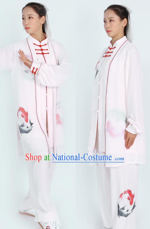 Chinese Martial Arts Competition Clothing Tai Chi Performance Outfit Kung Fu Costumes Tai Ji Printing Carps Uniform