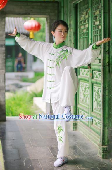 Chinese Tai Ji Embroidered Bamboo Uniform Martial Arts Competition Clothing Tai Chi Performance Outfit Kung Fu Costumes