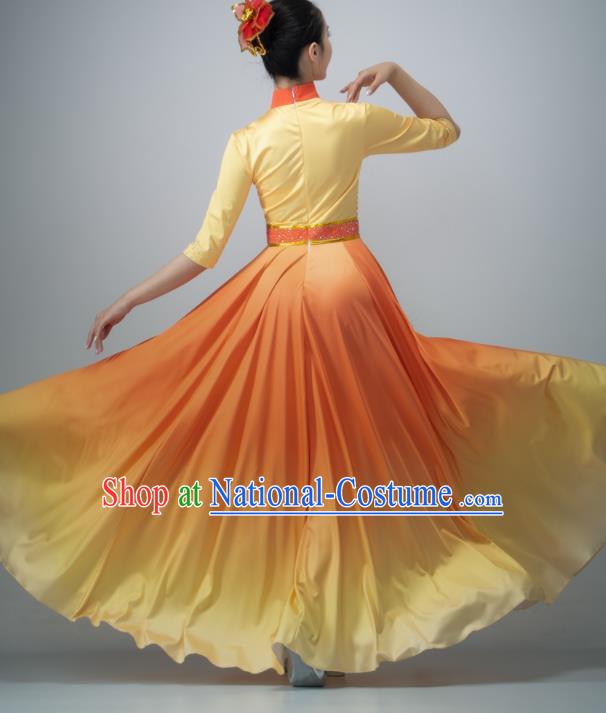 Chinese Chorus Group Performance Costume Modern Dance Orange Dress Opening Dance Clothing Women Dance Garment