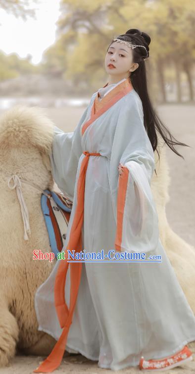 Chinese Traditional Hanfu Straight Front Robe Clothing Ancient Palace Lady Dress Garments Han Dynasty Princess Historical Costumes