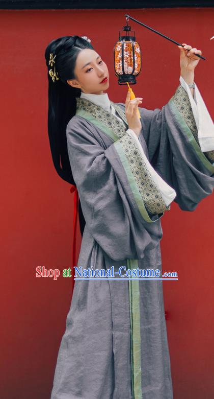 Chinese Ancient Palace Lady Dress Garments Jin Dynasty Princess Historical Costumes Traditional Hanfu Straight Front Robe Clothing