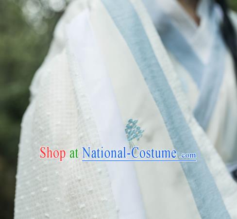 Chinese Traditional Hanfu White Straight Front Robe Clothing Ancient Fairy Dress Garments Jin Dynasty Historical Costumes